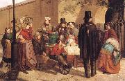 Charles Hunt A Coffee Stall Westminster painting